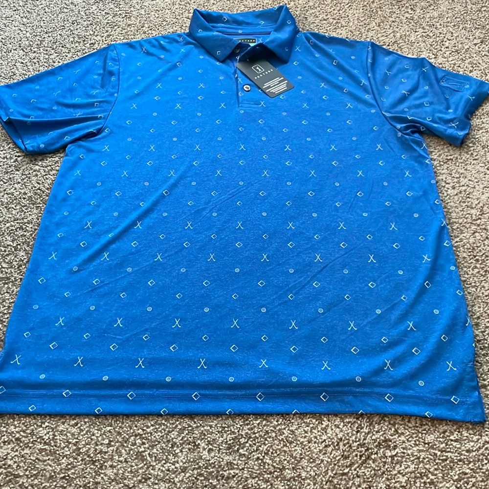 Turkish Sea Heather PGA Tour Men's Golf Performance Polo Shirt Size Large NWT